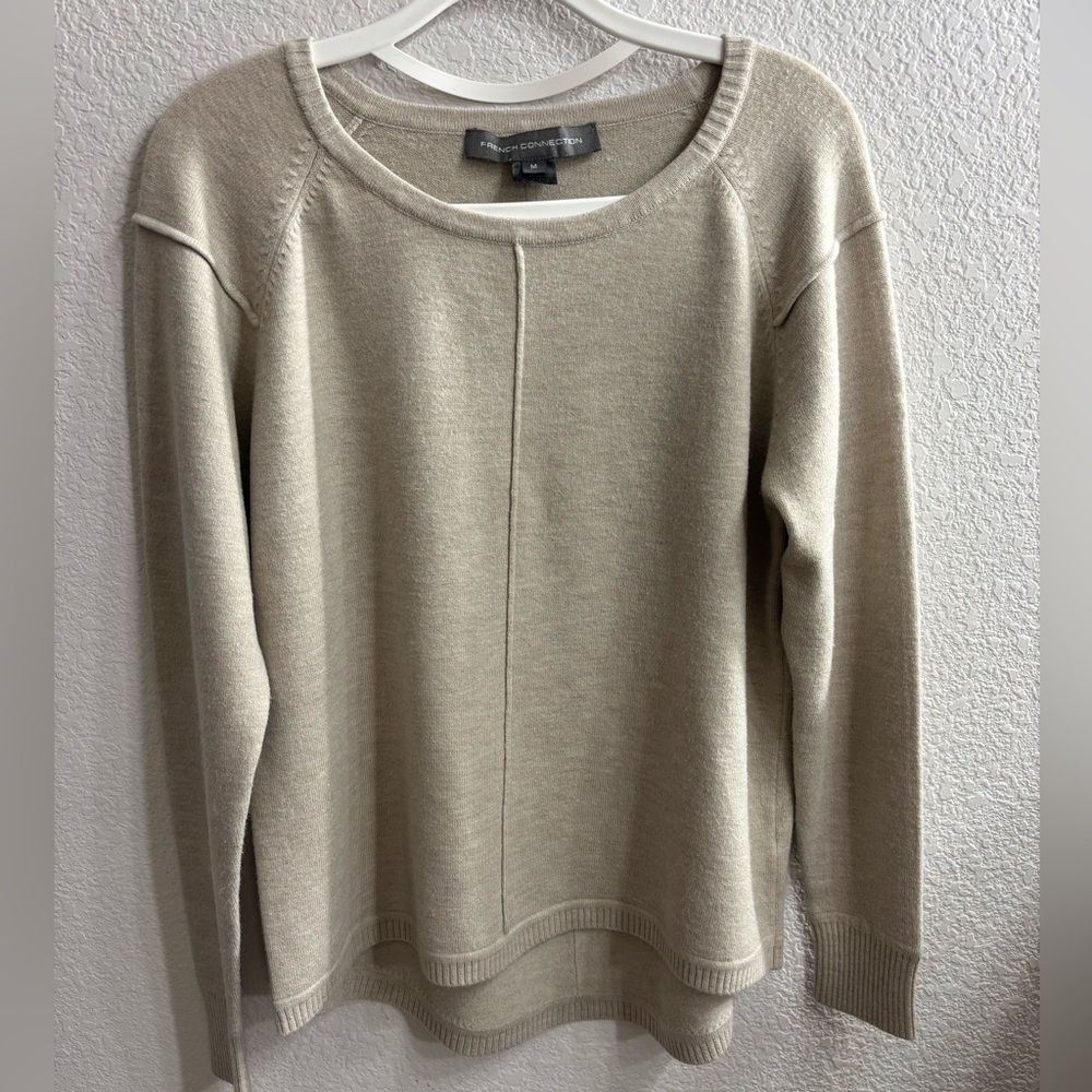 French Connection Neutral Cream Crewneck Soft Sweater Woman Medium M